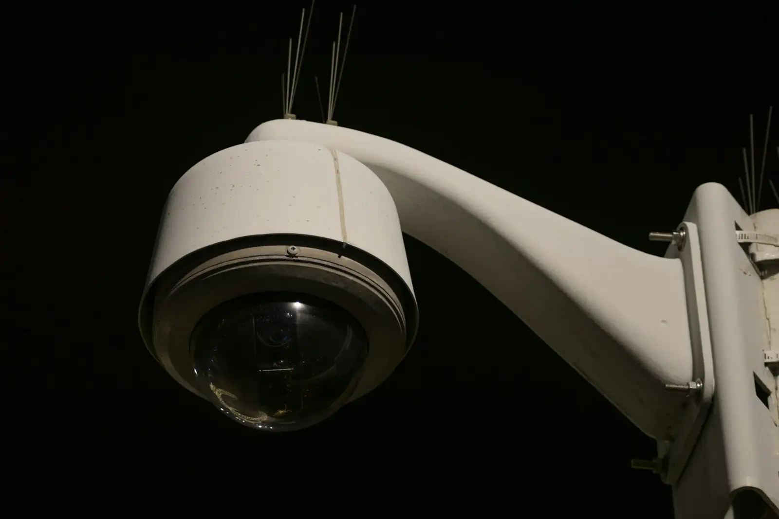 Dome security camera at night