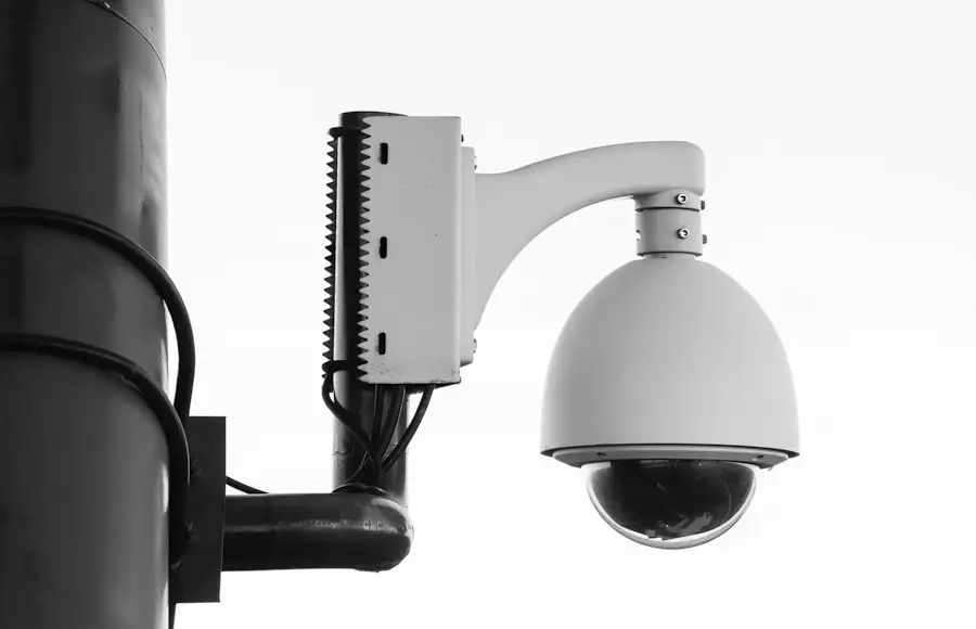 PTZ dome camera on a post